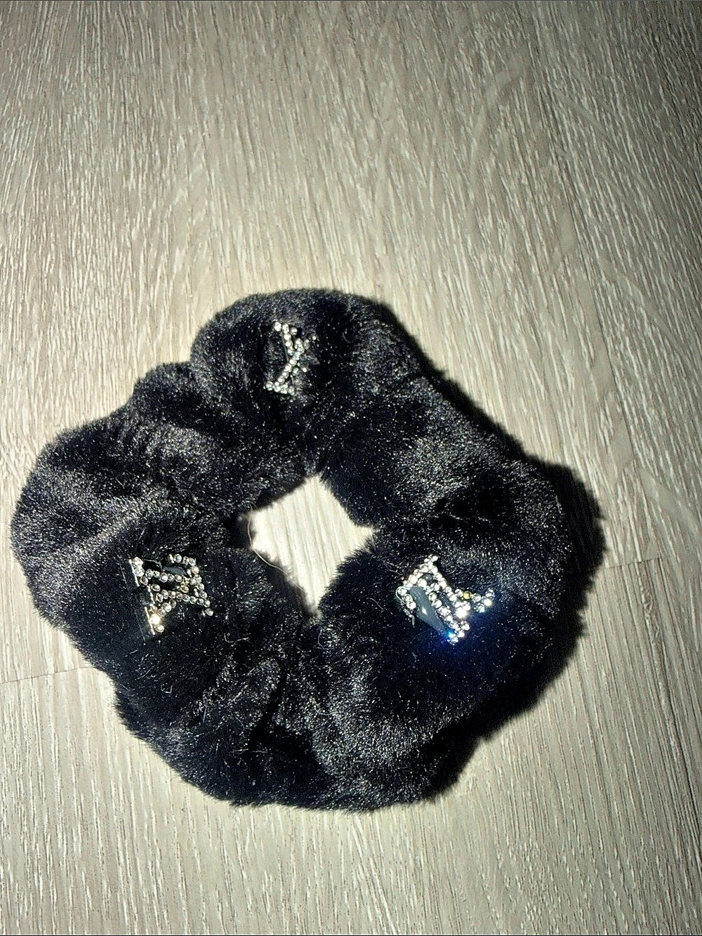 Louis Vuitton Black Velvet Embellished Scrunchie